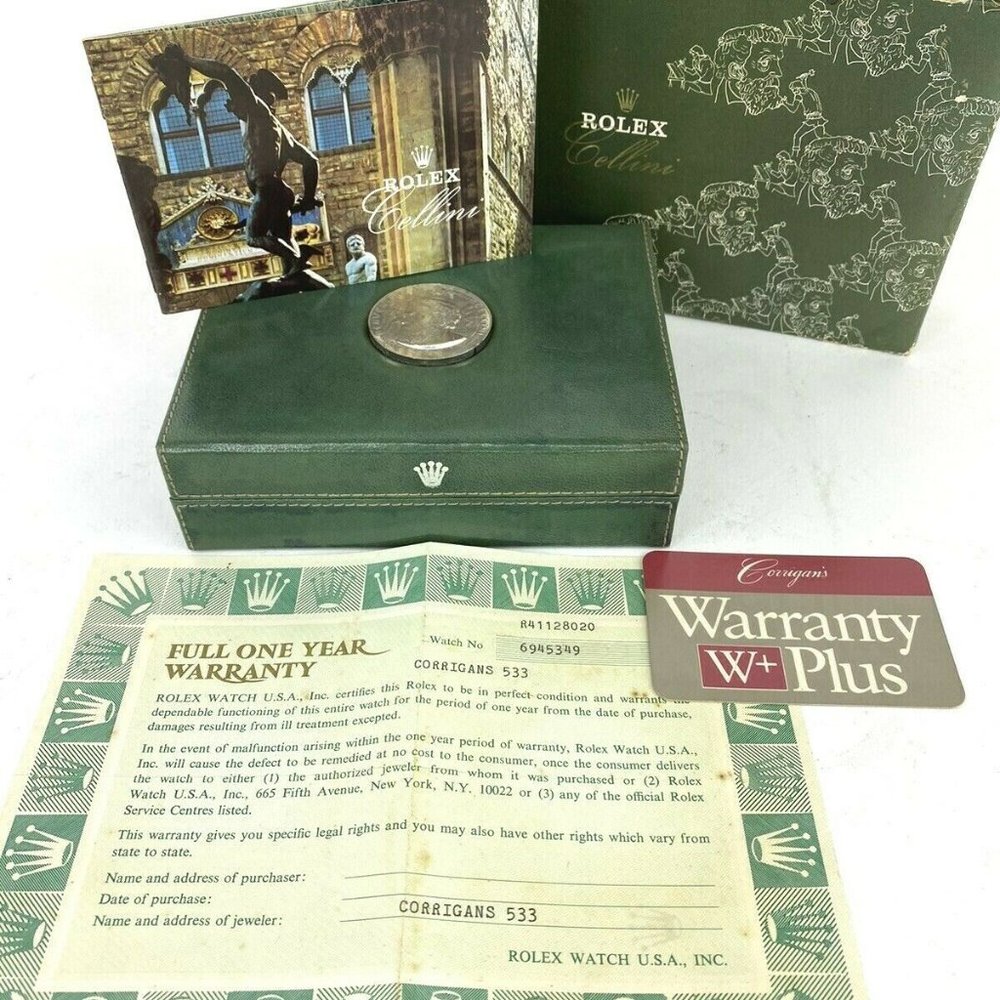 Vintage Rolex Box Cellini 1985 18 Karat Gold Watch